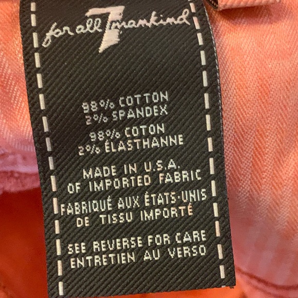 7 For All Mankind Orange Tie Dye Skinny Jeans - Picture 8 of 11